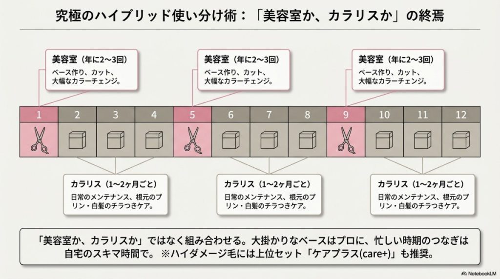 「美容室か、カラリスか」悩む人へ。時間とお金を節約するハイブリッド使い分け術