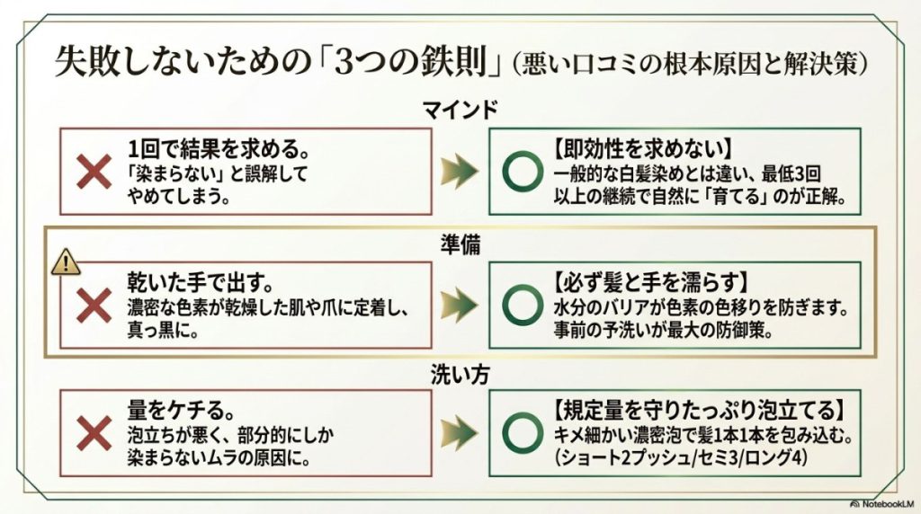 悪い口コミから分析!リシリアフレルで「染まらない・汚れる」失敗パターンと成功の3つの鉄則