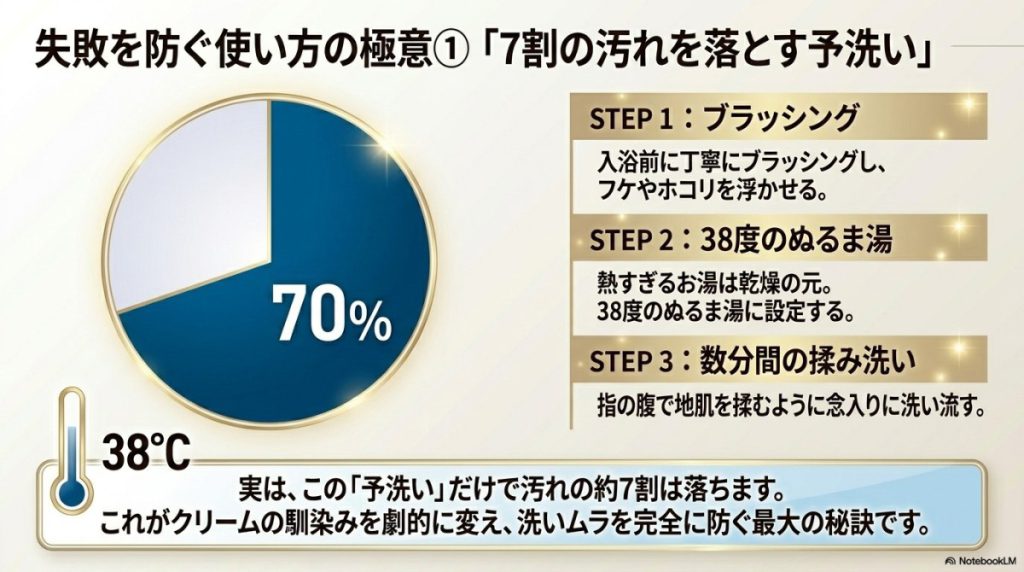 お湯で7割の汚れを落とす「予洗い」