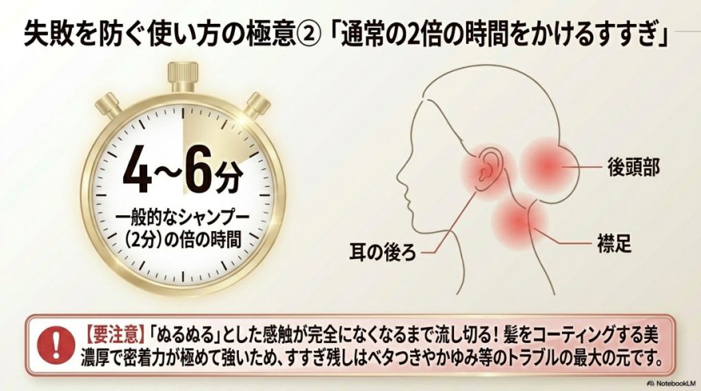 通常の2倍の時間をかける「すすぐ残し」防止