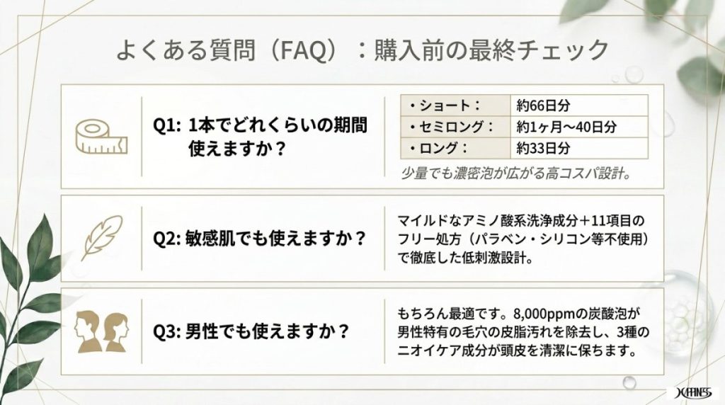 ハディエント炭酸シャンプーに関するよくある質問(FAQ)